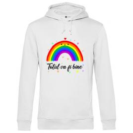 Hoodie barbat cu gluga totul va fi bine alb