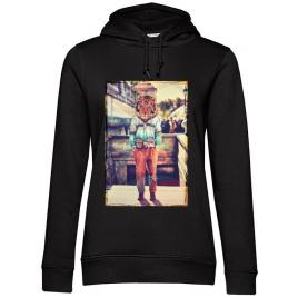 Hoodie dama cu gluga tiger head negru