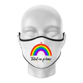 Masca personalizata reutilizabila totul va fi bine alb