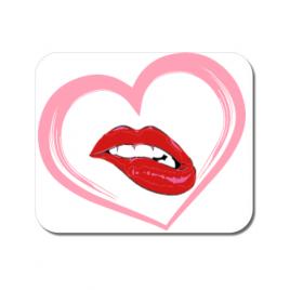 Mousepad personalizat buze si inima alb