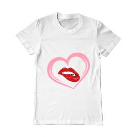 Tricou adler barbat buze si inima alb