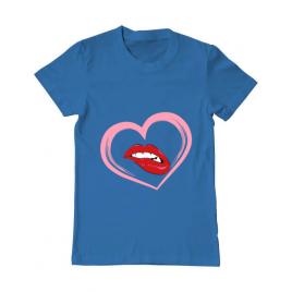 Tricou adler barbat buze si inima albastru azuriu