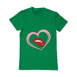 Tricou adler barbat buze si inima verde mediu