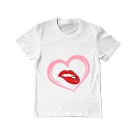 Tricou adler copil buze si inima alb