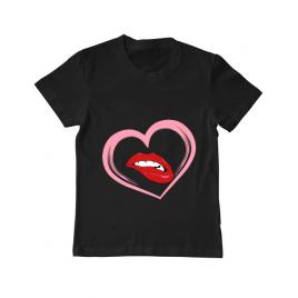 Tricou adler copil buze si inima negru