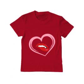 Tricou adler copil buze si inima rosu