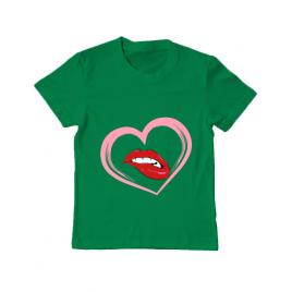 Tricou adler copil buze si inima verde mediu