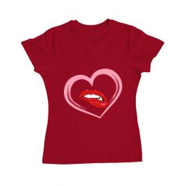 Tricou adler dama buze si inima rosu