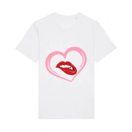 Tricou stanley stella barbat buze si inima alb
