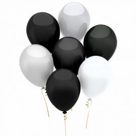 Set baloane, alb-negru, 15 buc.pachet - 56103BW