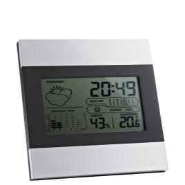 Ceas de birou din aluminiu cu ecran lcd, calendar, alarma si prognoza meteo