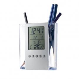 Ceas birou cu suport pixuri, calendar, alarma si termometru