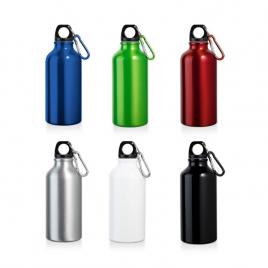 Sticla sport din aluminiu capacitate 400 ml, breloc prindere, diverse culori