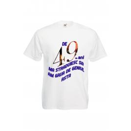 Tricou personalizat Fruit of the loom barbat 49 ani  alb S