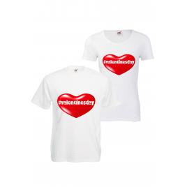 Set 2 tricouri personalizate cuplu #valentinesday, alb, dama S, barbat S