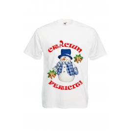 Tricou personalizat Fruit of the loom Craciun om de zapada alb M