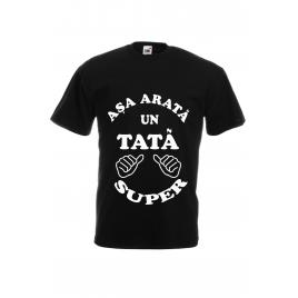 Tricou personalizat negru Fruit of the loom Asa arata un tata super XXL