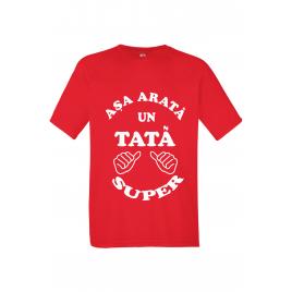Tricou personalizat rosu Fruit of the loom Asa arata un tata super XXL
