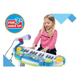 Orga de jucarie cu scaunel si microfon functional pentru baieti 335 BLUE
