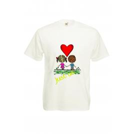 Tricou imprimeu grafic Just us, alb, L