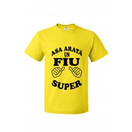 Tricou barbatesc galben imprimeu Asa arata un fiu super, XL