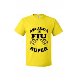 Tricou barbatesc galben imprimeu Asa arata un fiu super, XXL