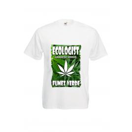 Tricou barbatesc imprimeu Ecologist, fumez verde, alb, 2XL
