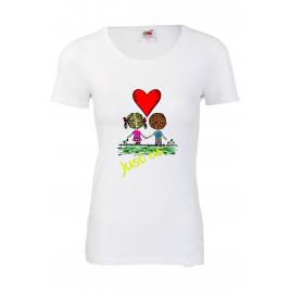 Tricou dama imprimeu Indragostiti, alb, S