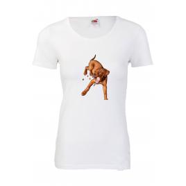 Tricou dama imprimeu haios Catel, alb, L