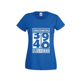 Tricou dama personalizat Fruit of the loom albastru Varstometru 40 ani S