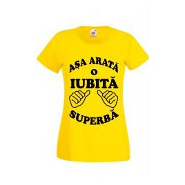 Tricou dama personalizat Fruit of the loom galben Asa arata o IUBITA superba 2XL