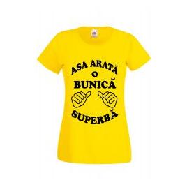 Tricou dama personalizat Fruit of the loom galben Asa arata o bunica superba S