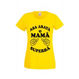 Tricou dama personalizat Fruit of the loom galben Asa arata o mama superba L