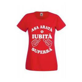 Tricou dama personalizat Fruit of the loom rosu Asa arata o IUBITA superba XL