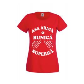 Tricou dama personalizat Fruit of the loom rosu Asa arata o bunica superba M