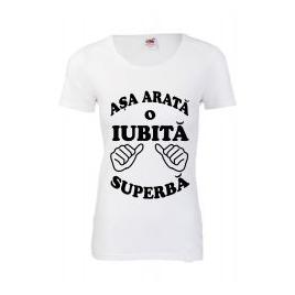 Tricou dama personalizat Fruit of the loom alb Asa arata o IUBITA superba 2XL