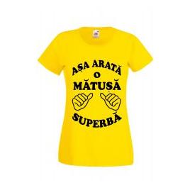 Tricou dama personalizat Fruit of the loom galben Asa arata o matusa superba 2XL