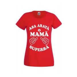 Tricou dama personalizat Fruit of the loom rosu Asa arata o mama superba M