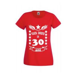 Tricou dama personalizat Fruit of the loom rosu Viata incepe la 30 ani M
