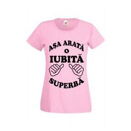 Tricou dama personalizat Fruit of the loom roz Asa arata o IUBITA superba 2XL