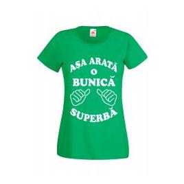 Tricou dama personalizat Fruit of the loom verde Asa arata o bunica superba 2XL