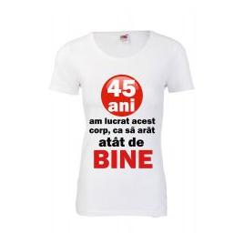 Tricou personalizat Fruit of the loom dama 45 ani alb M