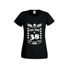 Tricou dama personalizat Fruit of the loom negru Viata incepe la 38 ani 2XL