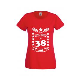 Tricou dama personalizat Fruit of the loom rosu Viata incepe la 38 ani 2XL