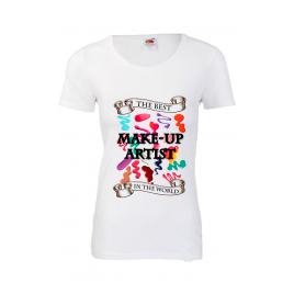 Tricou dama personalizat Fruit of the loom alb The best make up artist 2XL