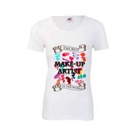 Tricou dama personalizat Fruit of the loom alb The best make up artist L