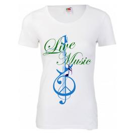 Tricou dama imprimeu grafic Live music alb L