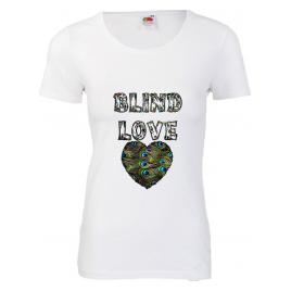 Tricou imprimat mesaj Blind love alb S