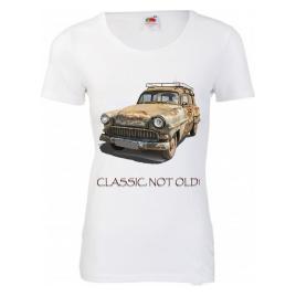 Tricou imprimeu amuzant Clasic not old alb L