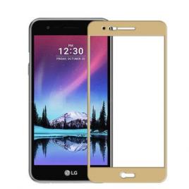 SET Husa protectie din silicon transparent (Gel TPU)+ Folie sticla 3D Aurie LG K4 2017